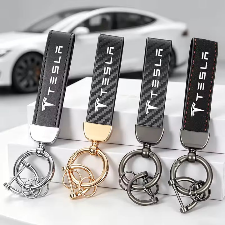 Tesla Luxe Lederen Sleutelhanger
