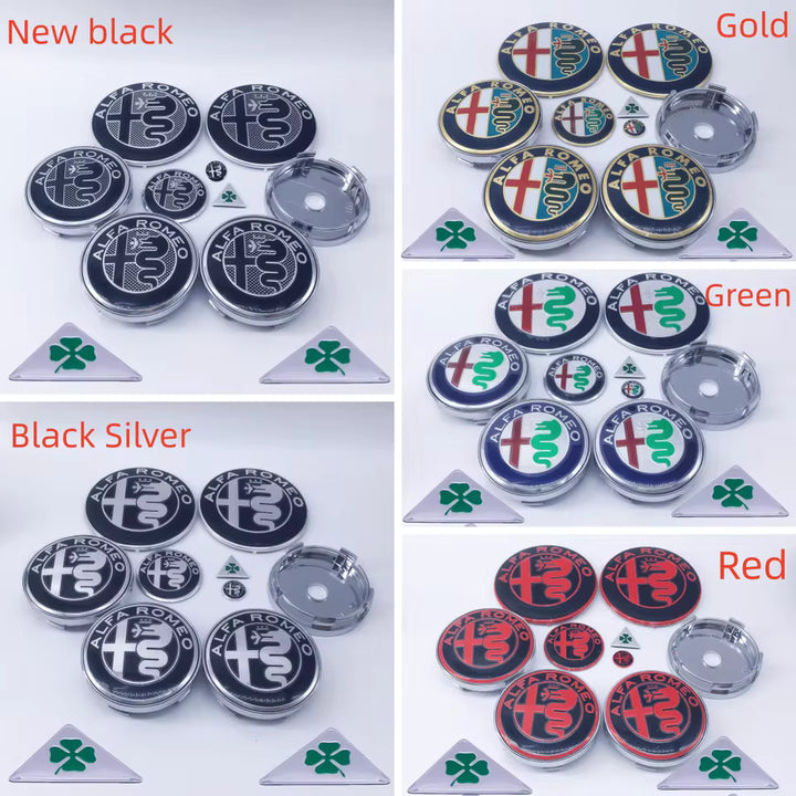 Alfa Romeo Embleem & Naafdoppen Set (11-Delig)