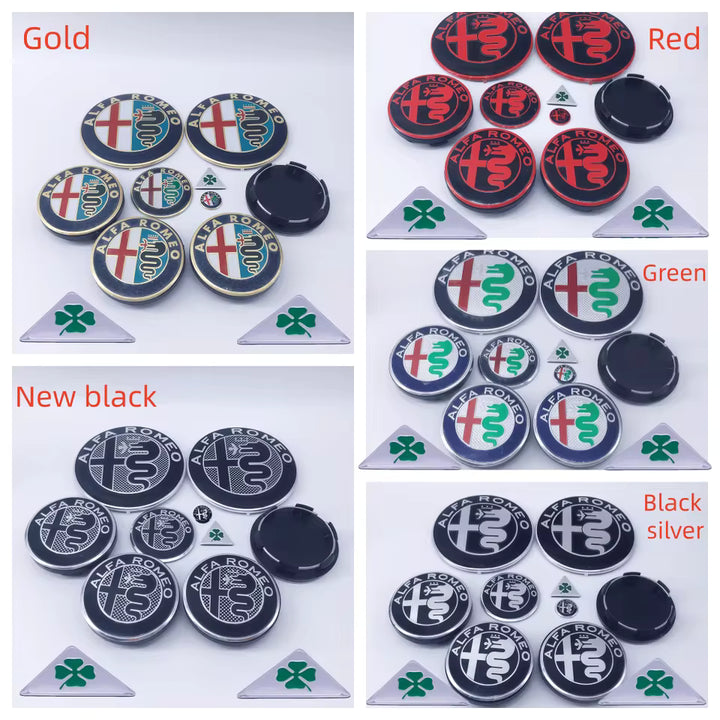 Alfa Romeo Embleem & Naafdoppen Set (11-Delig)