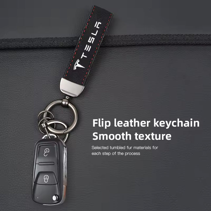 Tesla Luxe Lederen Sleutelhanger