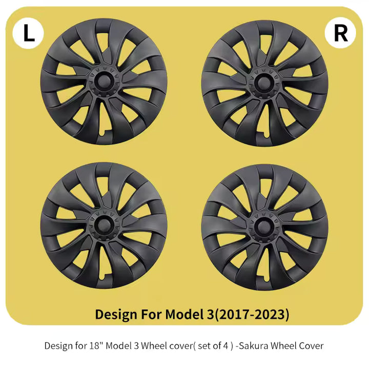 Tesla Model 3 Wieldoppen 18 Inch – Sakura-stijl (4 Stuks)