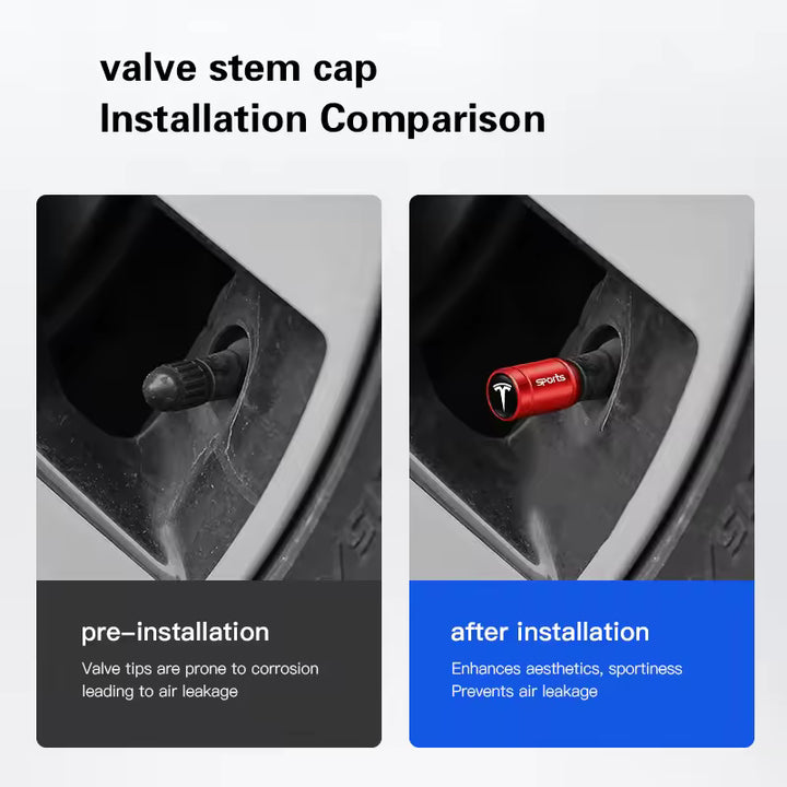 Tesla SpaceX Aluminium Ventieldopjes (4 Stuks)