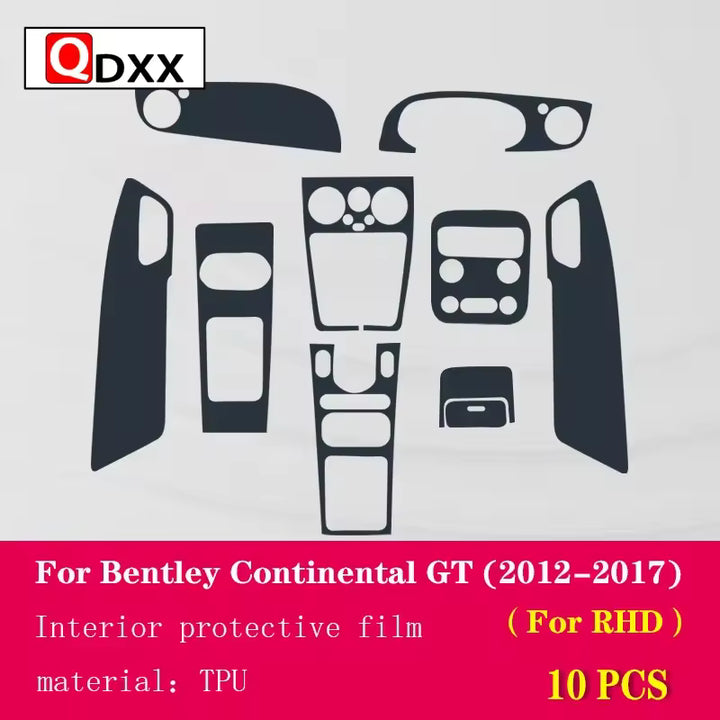 Bentley Continental GT (2012-2017) Middenconsole Transparante TPU Beschermfolie