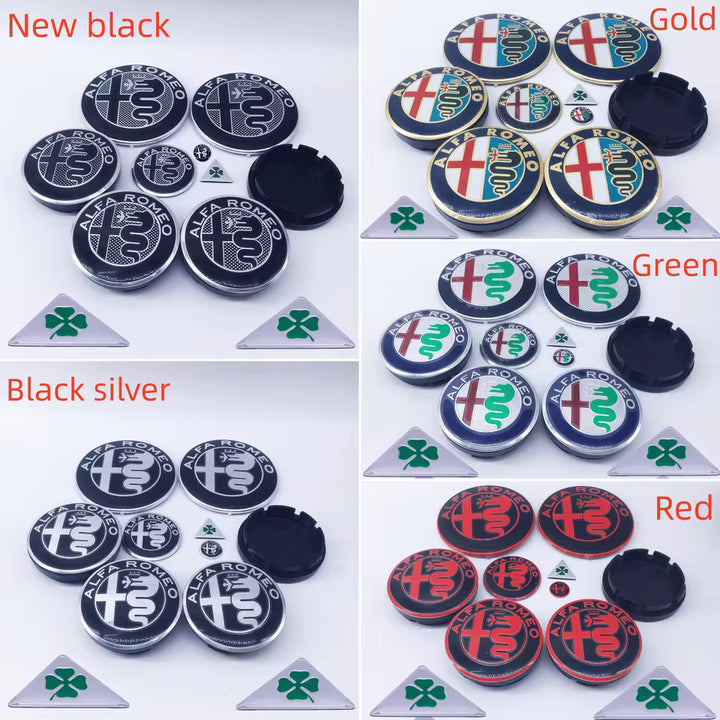 Alfa Romeo Embleem & Naafdoppen Set (11-Delig)