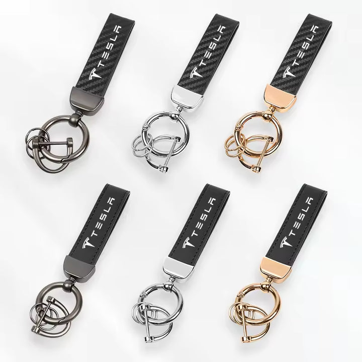 Tesla Luxe Lederen Sleutelhanger