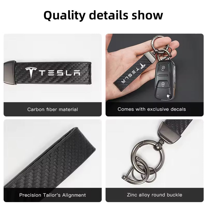 Tesla Luxe Lederen Sleutelhanger
